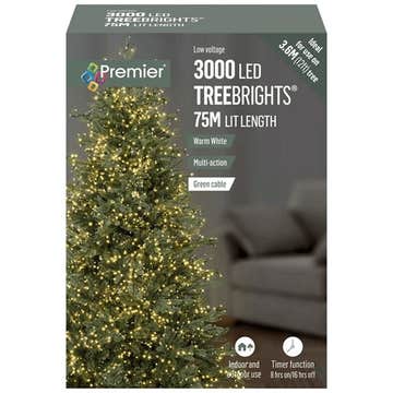 Premier 3000 75m Warm White LED TreeBrights with Multi-Action Settings for Indoor & Outdoor Use – LV203072WW